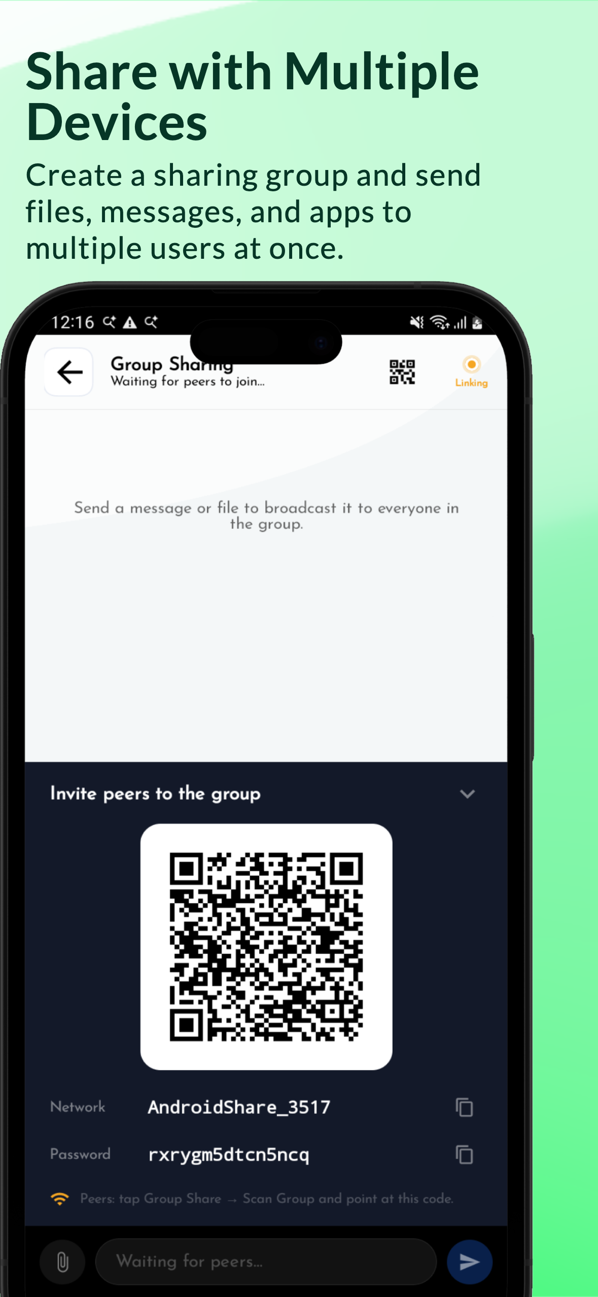 Group sharing with QR invite
